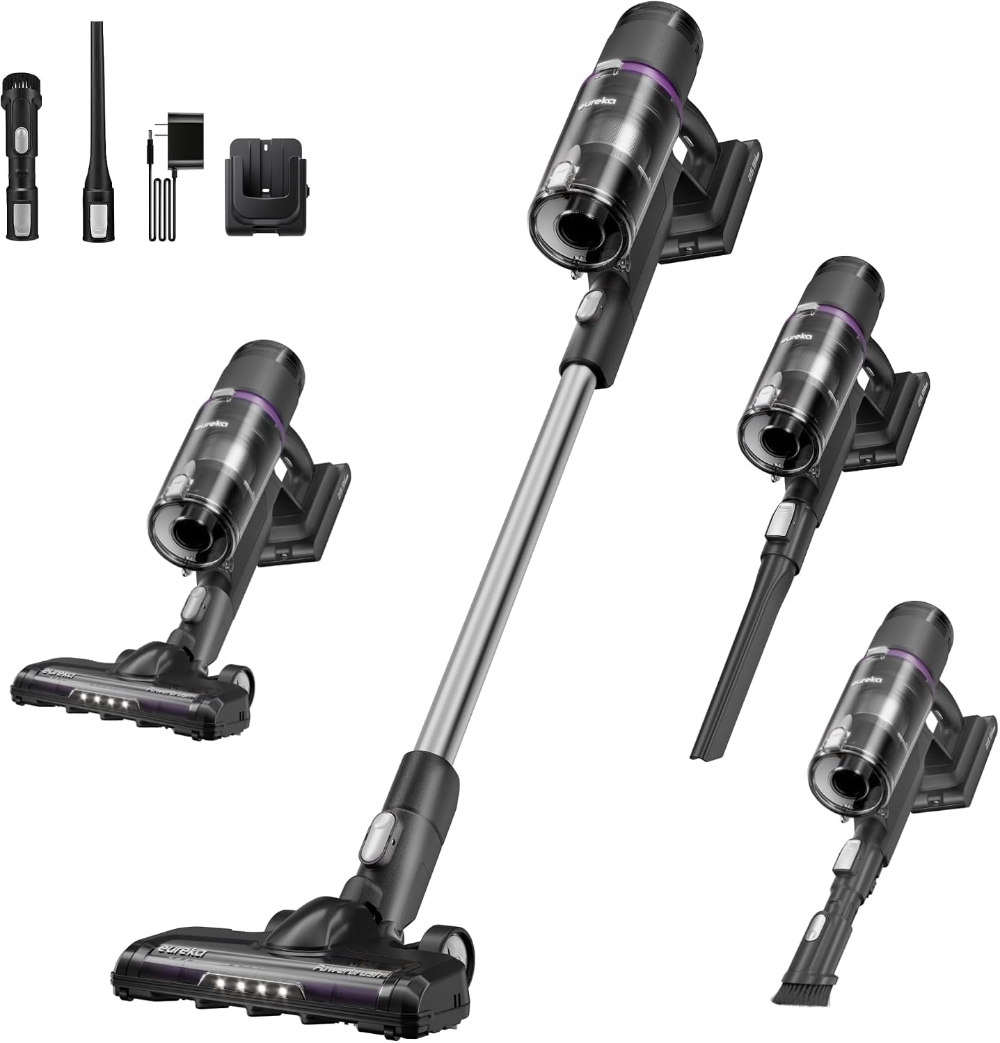 Eureka Cordless Vacuum - 20.3kPa Powerful Suction, Detachable Battery, Up to 50-Min, 5.5 lbs Lightweight, 5-Stage HEPA Filtration for allergies, Ideal for Pet Hair & Hardwood & Carpet, ReactiClean 410