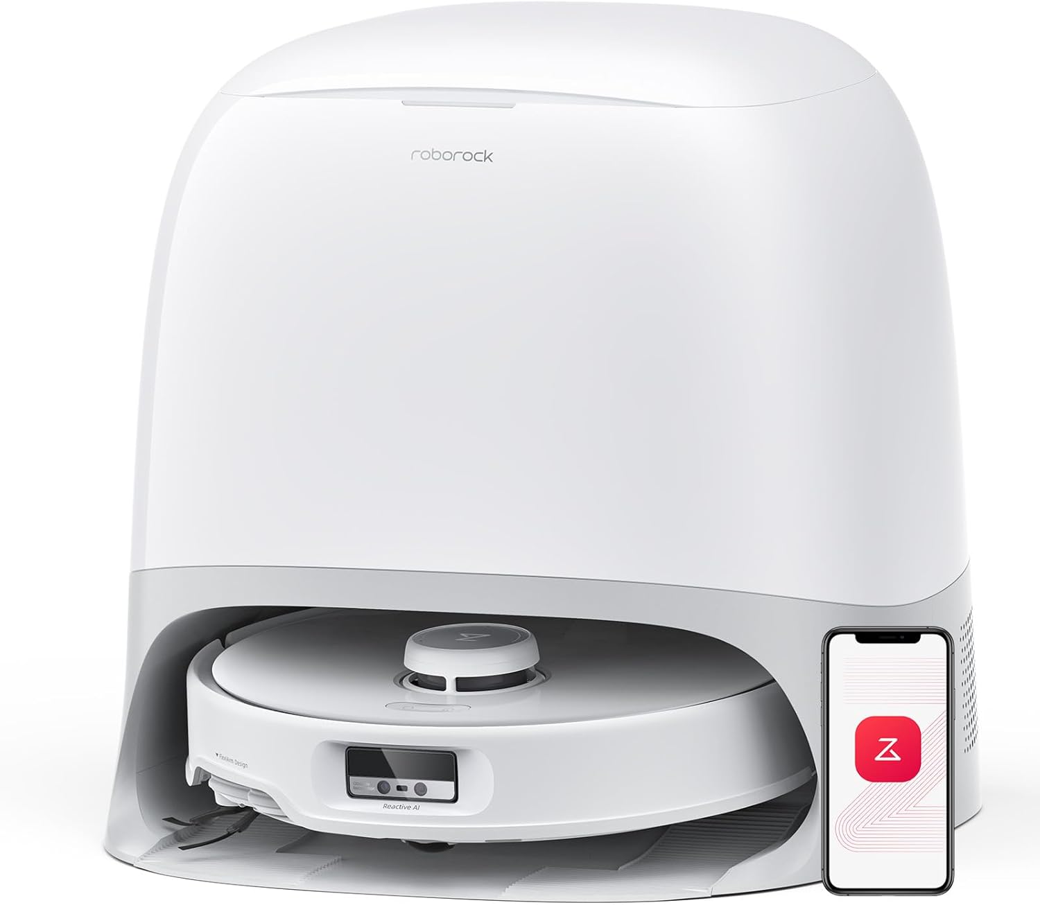 roborock Qrevo Curv Robot Vacuum and Mop, Zero-Tangling, AdaptiLift Chassis, FlexiArm Technology, Al Obstacle Recognition, 17mm Mop Lift, 18,500Pa Suction, Hot Water Mop Washing & Dock Self Cleaning