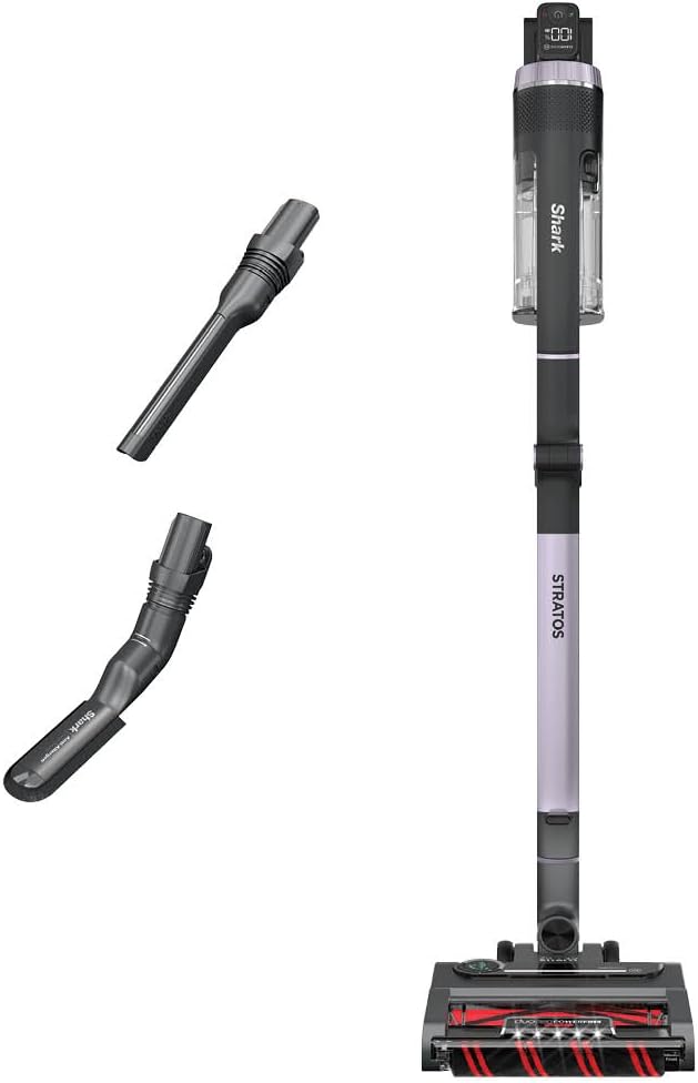 Shark Stratos Cordless Vacuum with Clean Sense IQ and Odor Neutralizer, DuoClean Powerfins HairPro, MultiFLEX®, Includes Crevice Tool & Anti-Allergen Brush, Up To 60 Minute Runtime, Ash Purple, IZ862H